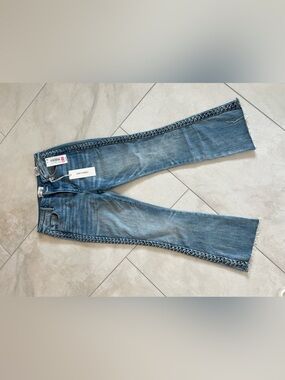 DRIFTWOOD Roxy Light Blue Braided-Side Cropped Jeans